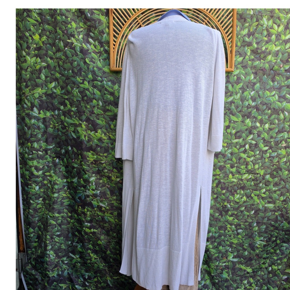 Banana Republic White Ramie Rayon Open Front Duster Cardigan Sweater Mens M - Picture 3 of 12